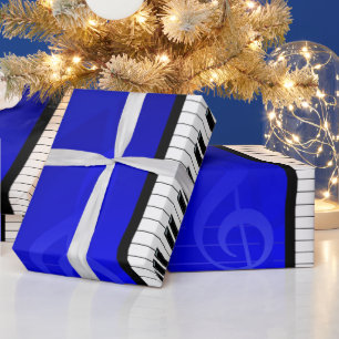 Piano Keys with Blue effect musical notes Wrapping Paper