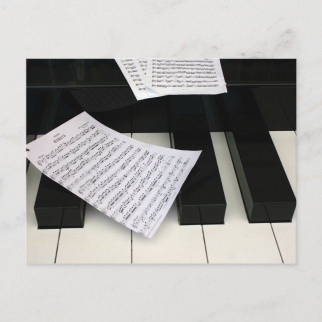 Piano keys with music postcard (Front)