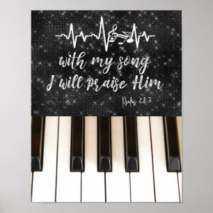Piano Keys with Psalms Bible Verse Poster
