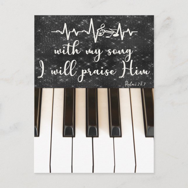 Piano Keys with Psalms Bible Verse Quote Postcard (Front)