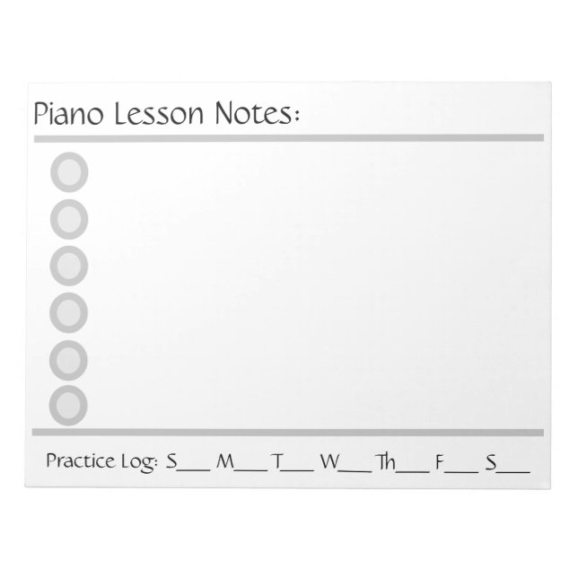 Piano Lesson Note Pad (Front)