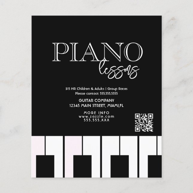 Piano Lessons Adult Children Business Flyers  (Front)