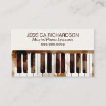 Piano Lessons Business Card Watercolor Keyboard