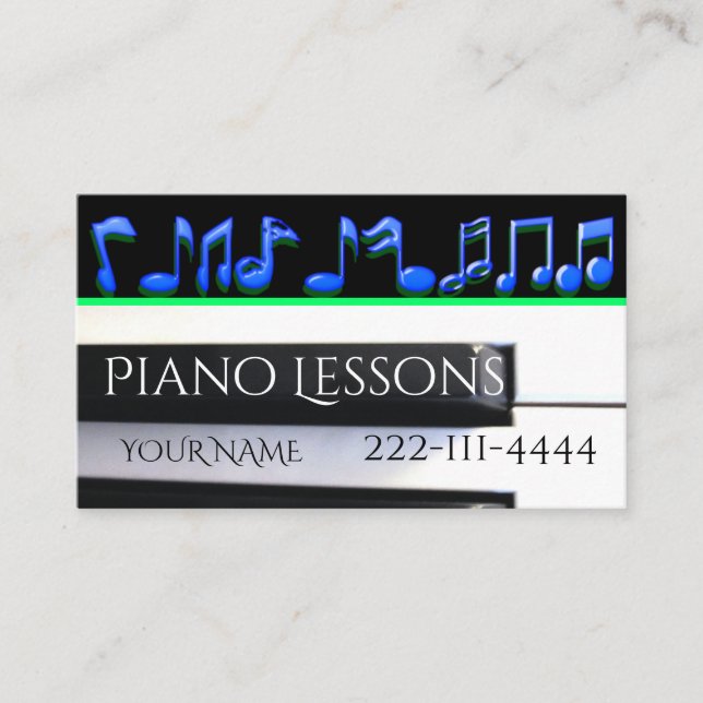 Piano Lessons Business Cards (Front)