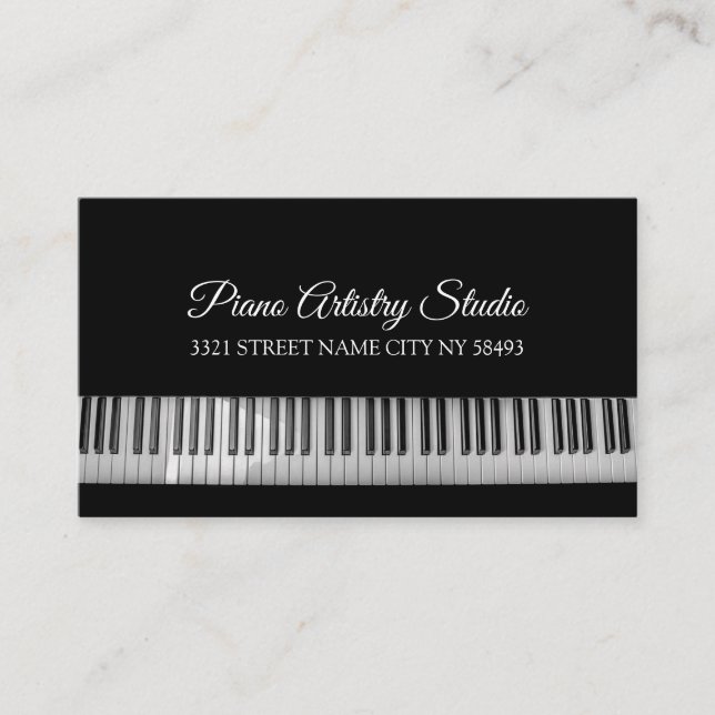 Piano Lessons Instructor Music Studio  Business Card (Front)