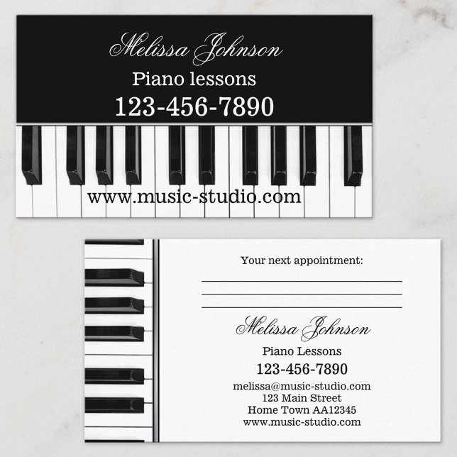 Piano Lessons Music Appointment Business Card (Creator Uploaded)