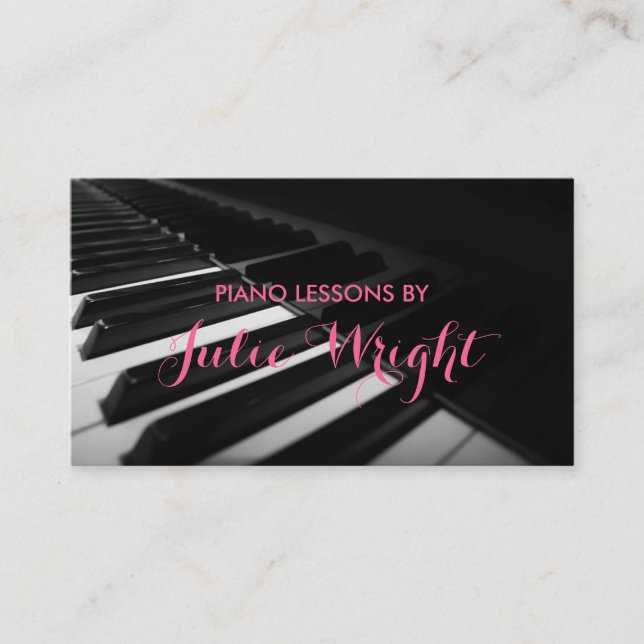 Piano Lessons, Music Instructor Business Card (Front)