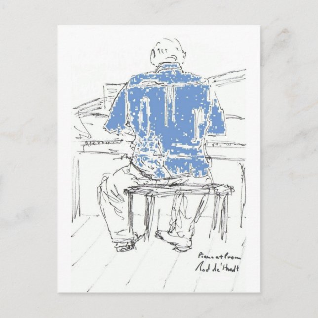 Piano Man in Blue shirt any occasion your words Postcard (Front)