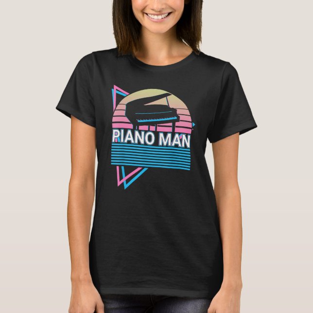 Piano Man Keyboard Piano Retro T-Shirt (Front)