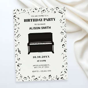 Piano melody music notes birthday invitation