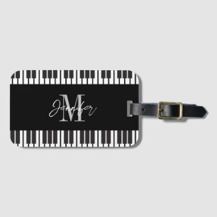 Piano Monogram Name Personalised Luggage Tag