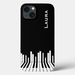 Piano Music City Black And White Keyboard Name iPhone 13 Case