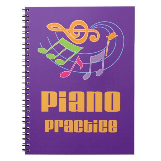 Piano Music Colourful Practice Notebook Journal (Front)