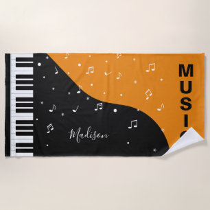 Piano Music custom name beach towel