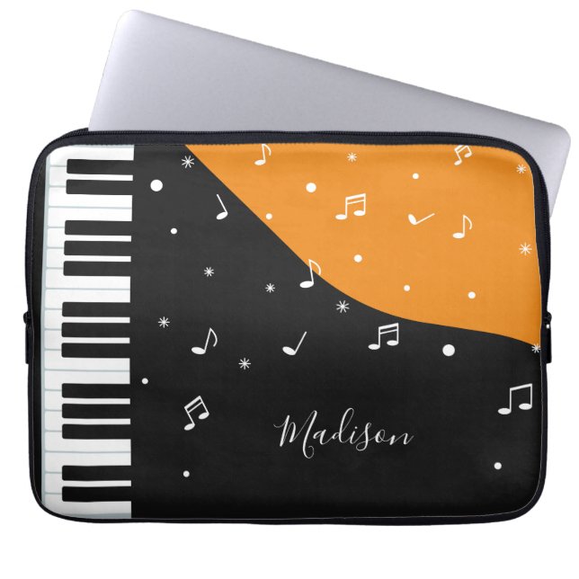 Piano Music custom name laptop sleeves (Front)