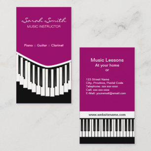 Piano Music Fuschia Business Cards