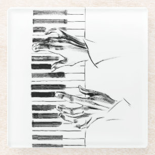 Piano music glass coaster