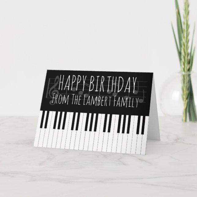 Piano Music Happy Birthday Card (Front)