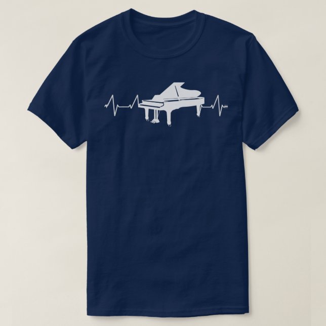 Piano Music Keyboard Heartbeat T Shirt Piano Music (Design Front)