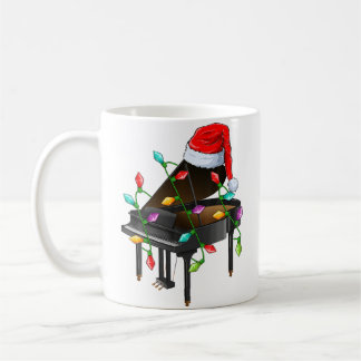 Piano Music Lover Xmas Santa Hat Piano Christmas Coffee Mug