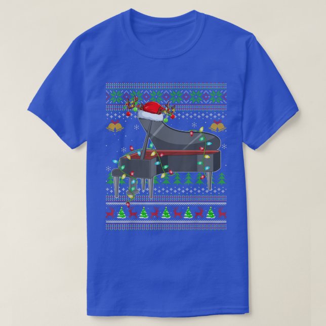 Piano Music Lover Xmas Santa Piano Ugly Christmas  T-Shirt (Design Front)