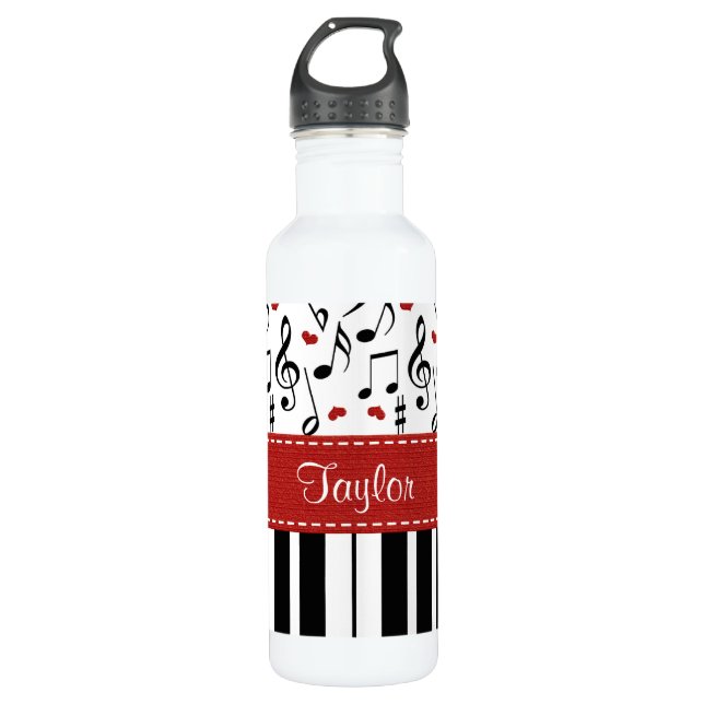 Piano Music Notes BPA Free 710 Ml Water Bottle (Front)