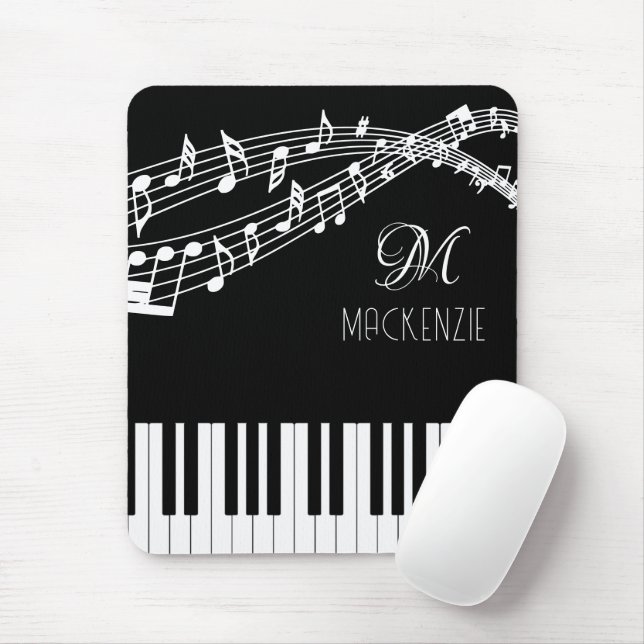 Piano Music Notes Monogram Name Custom Colour Mouse Pad (With Mouse)