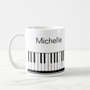 Piano Music Notes Script Name Black White Coffee M Mug