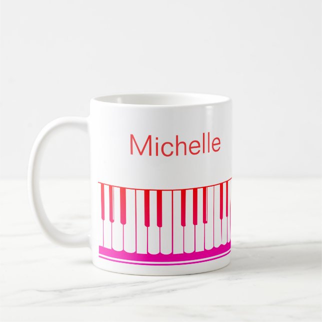 Piano Music Notes Script Name Black White Coffee Mug (Left)