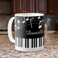 Piano Music Notes Script Name Black White