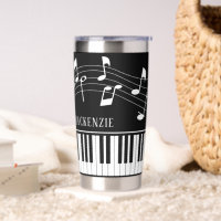 Piano Music Notes Script Name Black White Custom