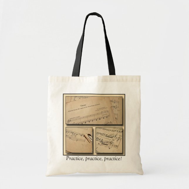 Piano Music Practice Tote Bag (Front)