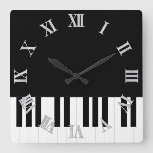 PIANO MUSIC SQUARE WALL CLOCK