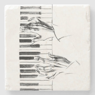 Piano music stone coaster