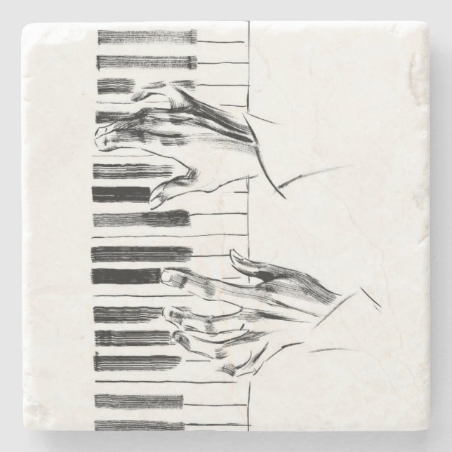 Piano music stone coaster (Front)