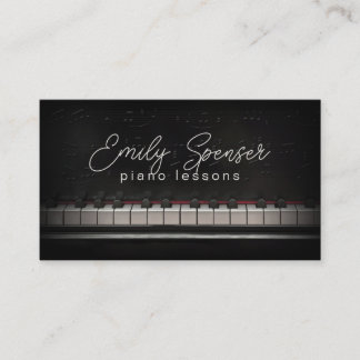 Piano Music Teacher Black Business Card