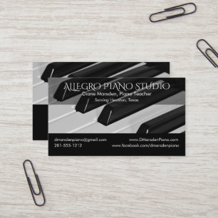Piano Music Teacher Classic with Social Media Business Card