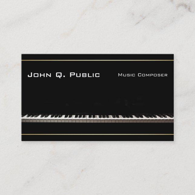 Piano Music Teacher Composer Professional Elegant Business Card (Front)