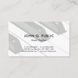 Piano Music Teacher Professional Simple Template Business Card