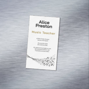 Piano Music Teacher Unique Magnetic Business Card