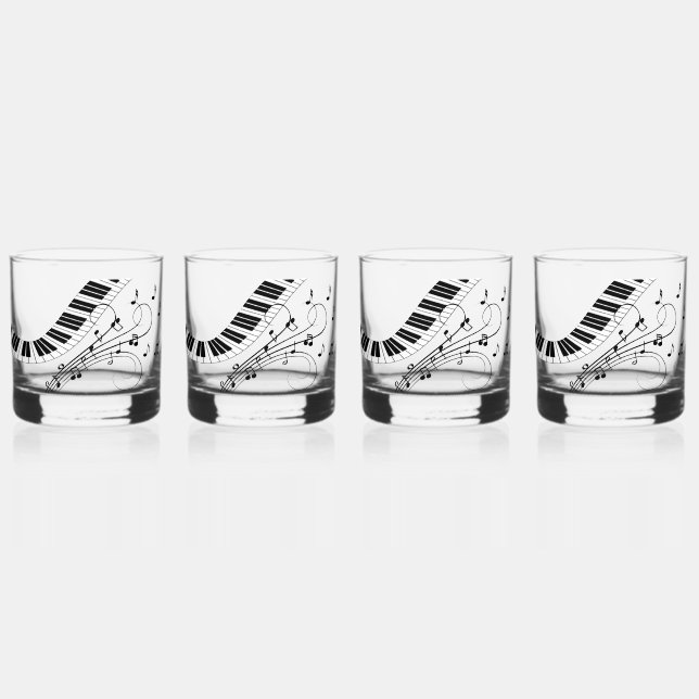Piano Music Theme Design Whiskey Glass (Front)