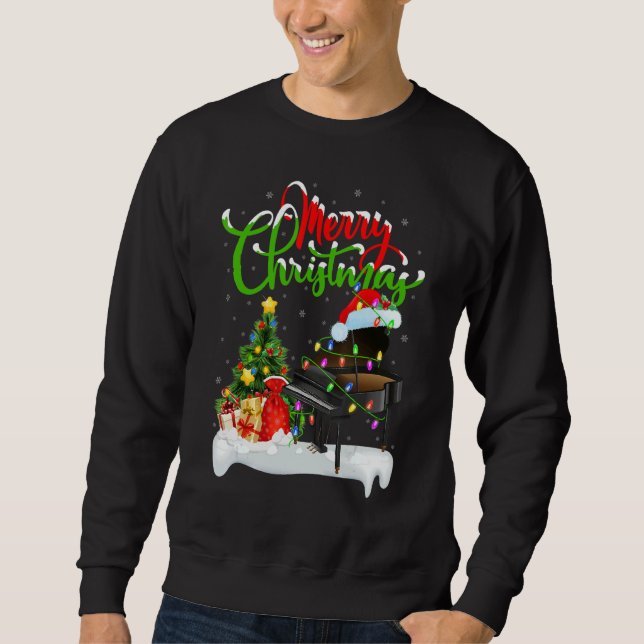 Piano Music   Xmas Decorations Santa Piano Christm Sweatshirt (Front)