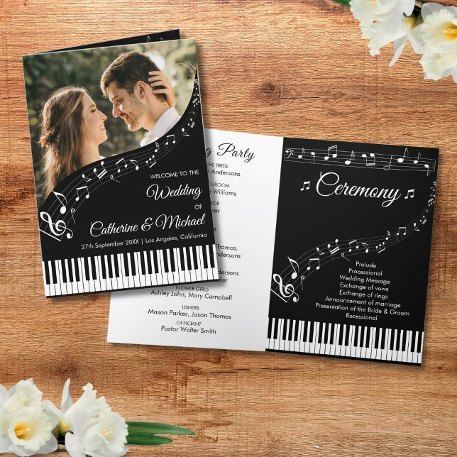 Piano Musical Notes Black & White Photo Wedding (Creator Uploaded)