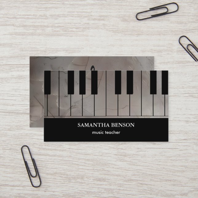 Piano Musician Business card with Music Note (Front/Back In Situ)