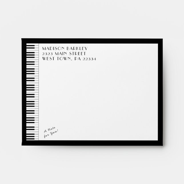 Piano Musician Music Teacher Envelope (Front)