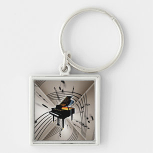 Piano Notes and Staff Key Ring