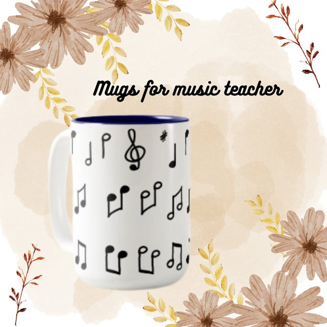  Piano Notes Modern Music Instrument  Two-Tone Coffee Mug (Creator Uploaded)
