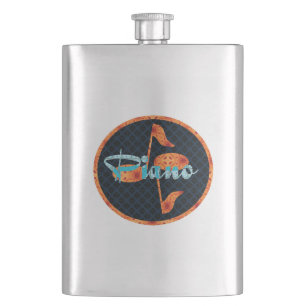 Piano Notes Pattern Circle Hip Flask