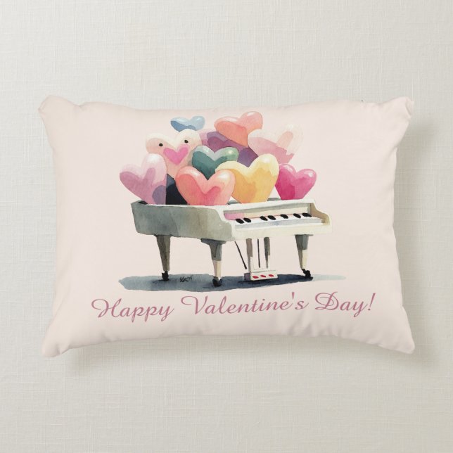 Piano of Love Hearts Decorative Cushion (Front)