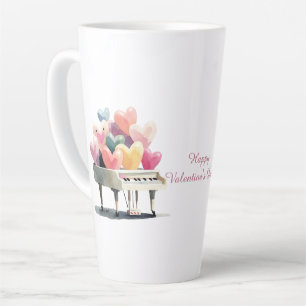 Piano of Love Hearts Latte Mug